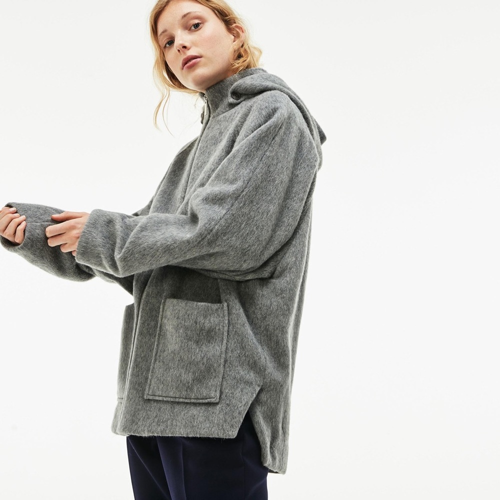 LACOSTE Wool And Mohair Broadcloth Short Coat